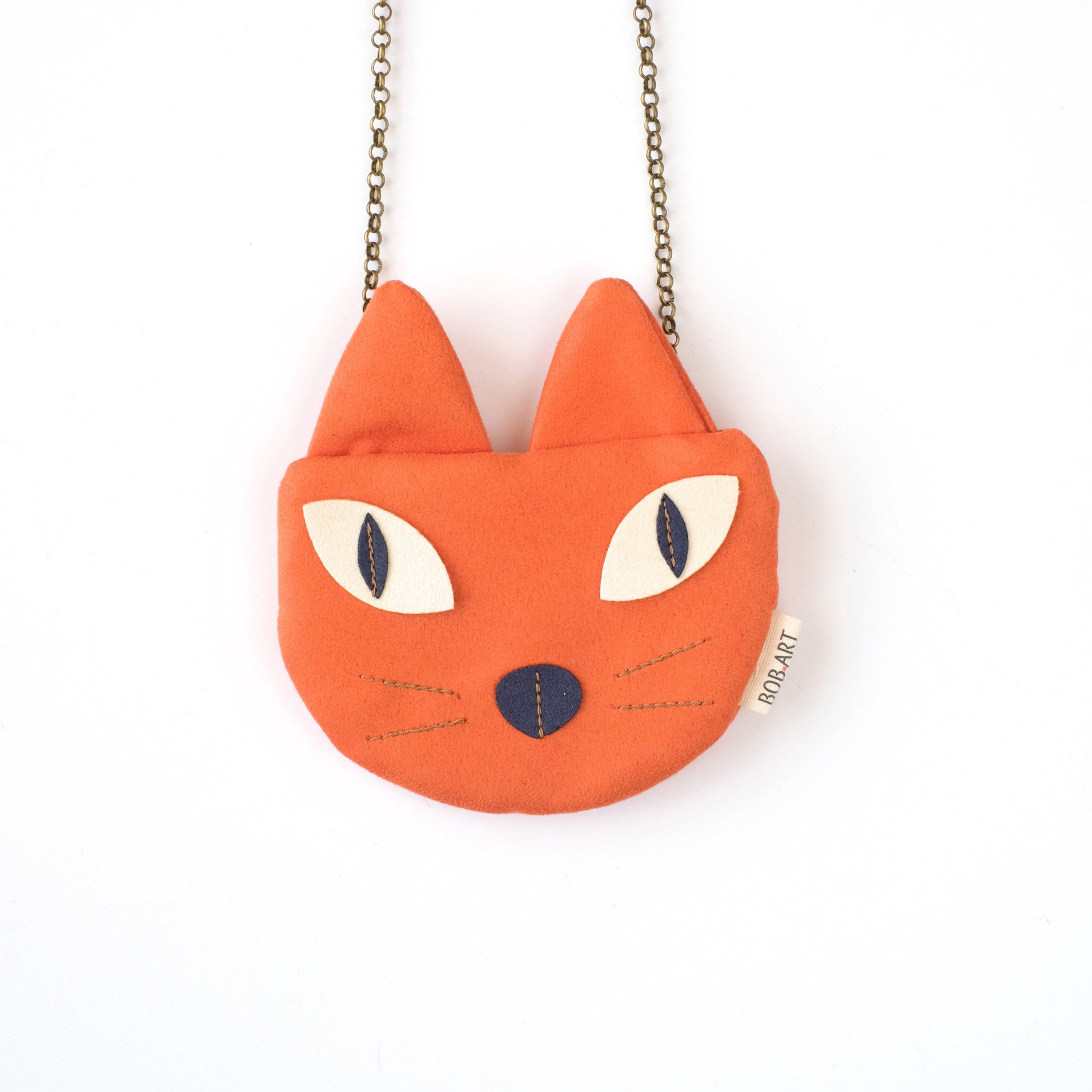 Bolso Monedero Gato Artesanal Sostenible Frontal | Bob Art