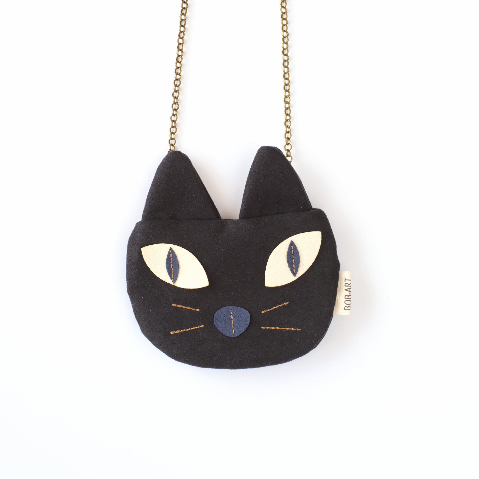 Bolso Monedero Gato Artesanal Sostenible Frontal | Bob Art