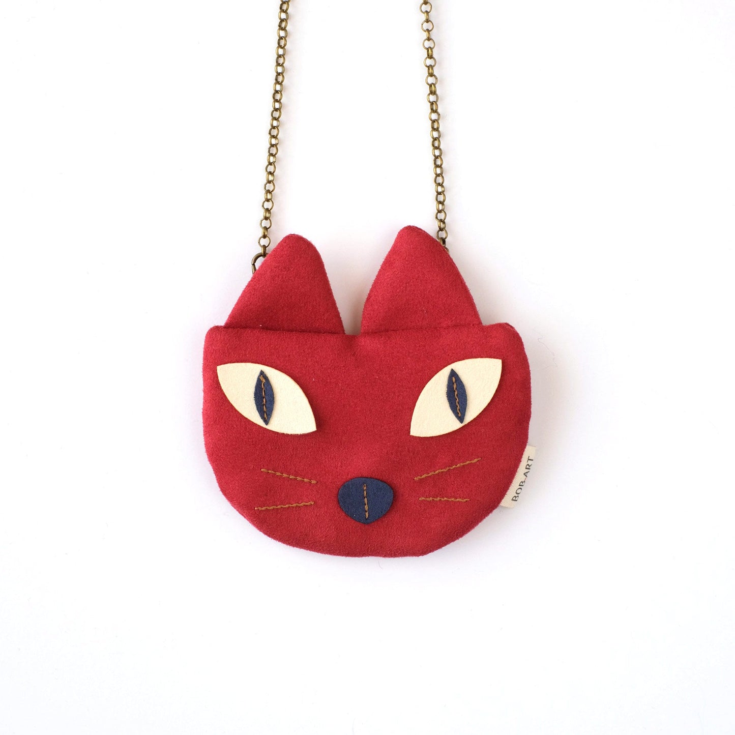 Bolso Monedero Gato Artesanal Sostenible Frontal | Bob Art