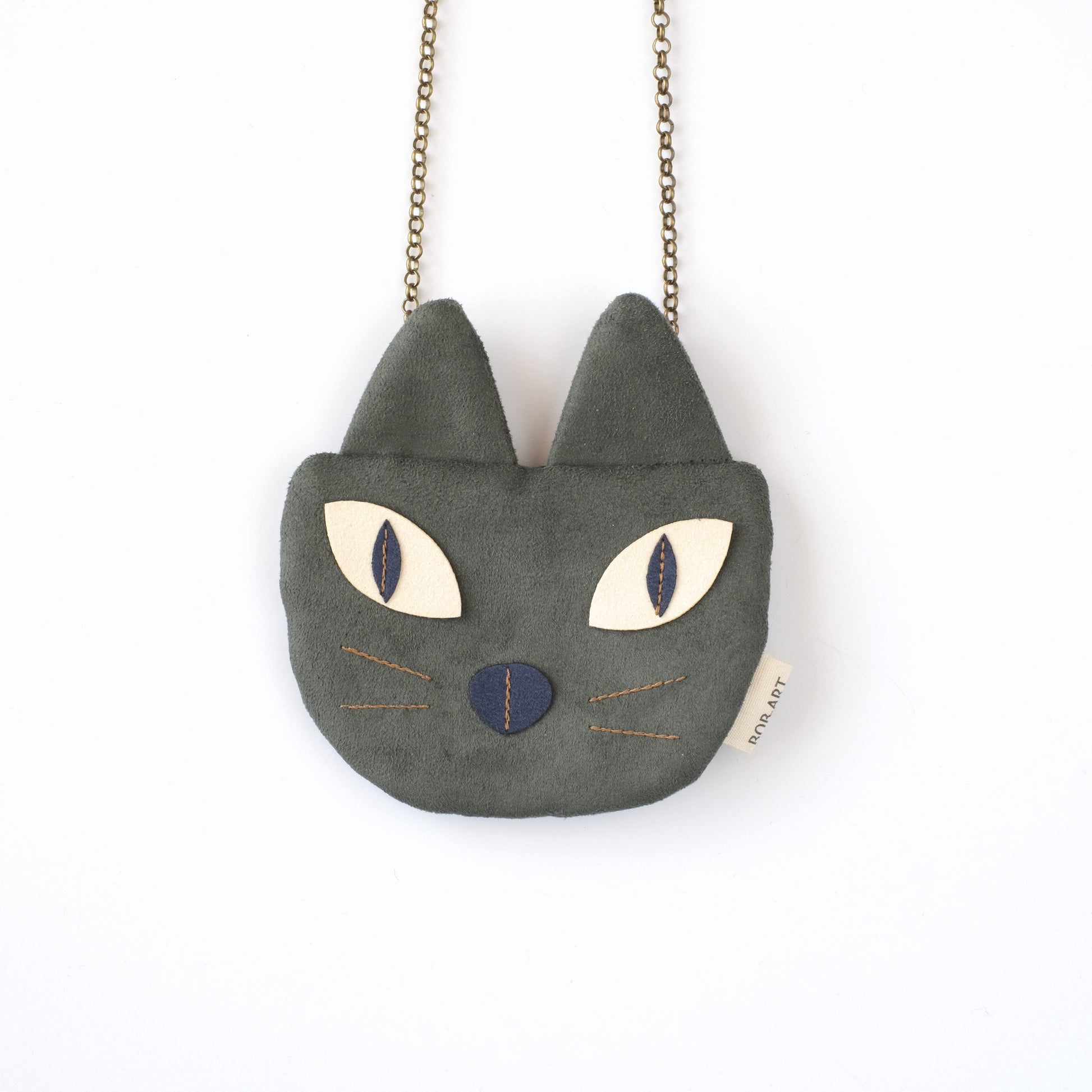 Bolso Monedero Gato Artesanal Sostenible Frontal | Bob Art